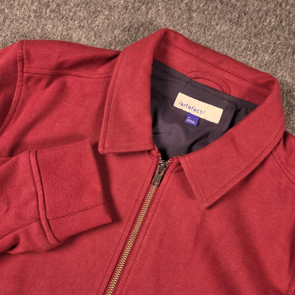 Artefact Harrington Jacket Mens Medium Burgundy Red Full Zip Stretch Comfort